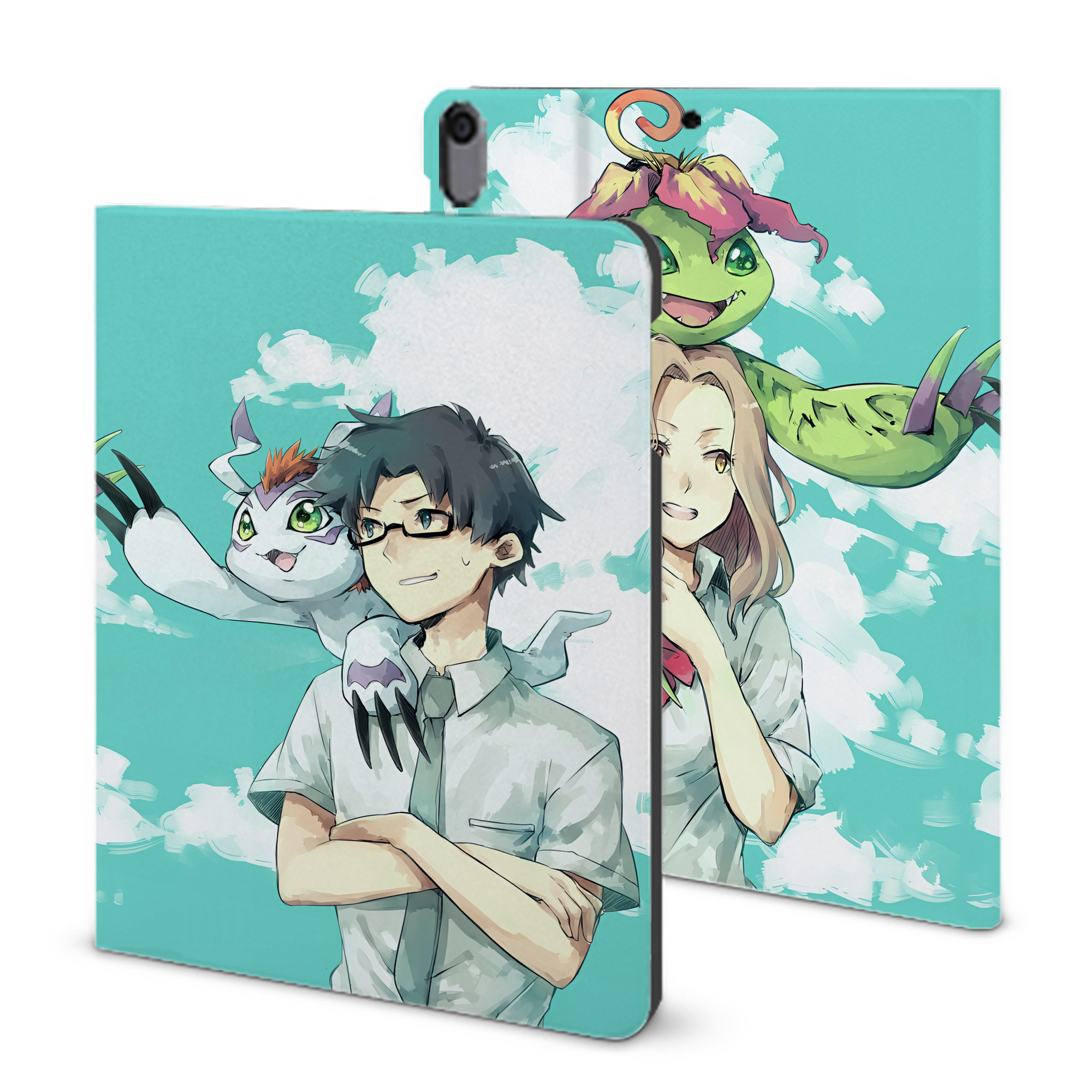 （画像用） Digimon デジタルモンスター/デジモン IPad ケース ブック型 PUレザー TPU 耐衝撃 軽量 薄型 ペン収納なし 全面保護 IPad 各モデル対応